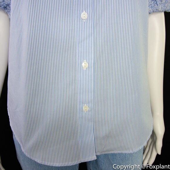 NEW Petersyn Zadie puff short sleeve button front cotton top, white, M - Picture 14 of 16